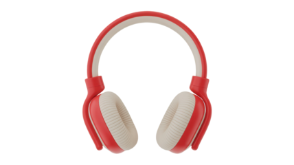 Vibrant red and cream modern headphones, perfect for immersive audio experiences, music lovers, and stylish tech enthusiasts seeking superior sound.