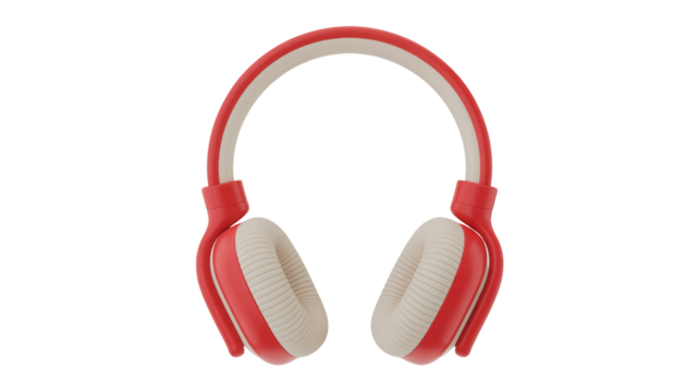 Vibrant red and cream modern headphones, perfect for immersive audio experiences, music lovers, and stylish tech enthusiasts seeking superior sound.