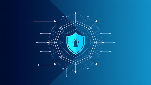 chelation. Abstract geometric patterns and shield symbols representing digital security concept. product launch decks, UI/UX mockups, designed for product launches and innovation pitches.