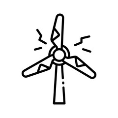 Damaged Windmill Icon, Renewable Energy Turbine, Vector Design © Sahabat
