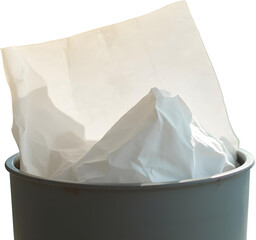 trash bin with paper