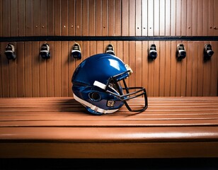 a football helmet on a locker room bench wallpaper