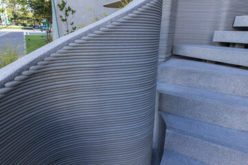 3D Printed concrete texture. architectural background. modern construction of 3D houses. printed...