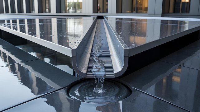 Innovative rainwater harvest system showcasing water conservation and urban sustainability