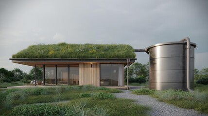 Sustainable home rainwater harvest system utilizing green roof and storage tank for eco-friendly living
