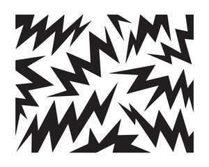 Abstract Black Lightning Bolt Shapes Vector Background