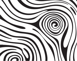 Seamless Abstract Black Wood Grain Line Pattern