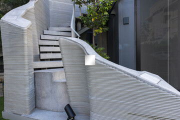 3D Printed concrete texture. architectural background. modern construction of 3D houses. printed house using a 3D printer