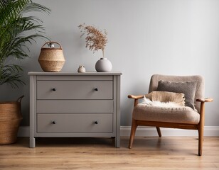 interior of living room with commode chair and soft bench front view