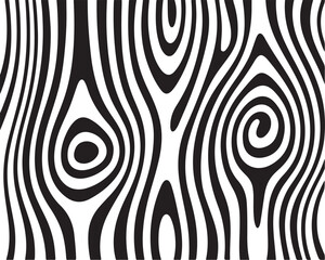 Seamless Abstract Black Wood Grain Line Pattern