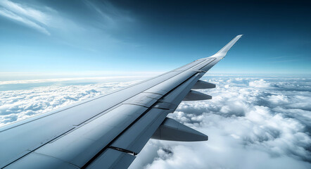 Fototapeta premium airplane wing on a white background with a clipping path, travel concept design