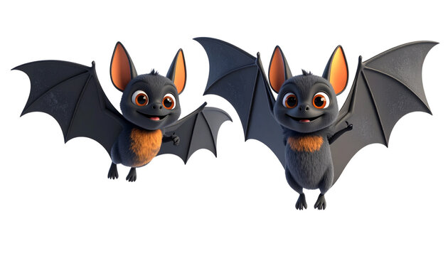 Playful 3D cartoon bat mascot isolated on transparent background PNG