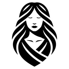 Stylized Virgo Zodiac Sign Woman Face Logo