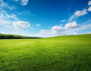 Obraz premium field with blue sky and green meadow background
