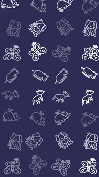 Cute Minimalist Animal Doodles Seamless Pattern