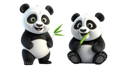 Obraz premium Joyful panda character in 3D style isolated on transparent background