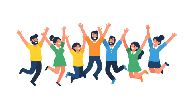 Joyful Group Of People Celebrating Success, Achieving Goals, And Exuding Happiness and Energy