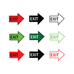 Exit Arrow Sign Vector Icon Set in Various Colors and Styles