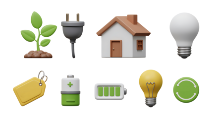 Eco friendly energy and renewable resources concept icons on black background