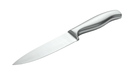 Shiny silver paring knife on a dark background