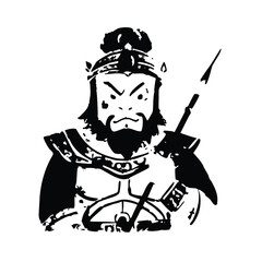 Asian Warrior Vector T-Shirt (Woodblock Print Style)