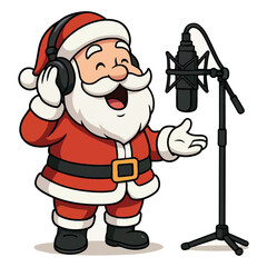 Cartoon santa claus dubbing isolated on white background