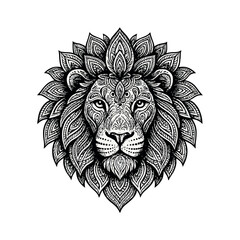 Lion head mandala arts isolated on white background