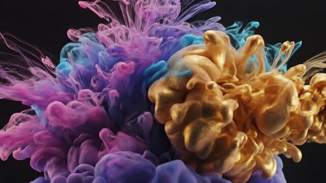 Mesmerizing Ink Clouds Bloom: Pink, Purple, and Blue Swirls Erupt in Dynamic Abstract Flow