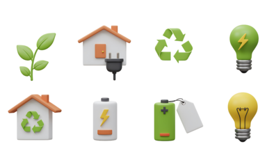 Eco friendly icons for green energy and sustainability concepts
