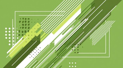 Abstract Green Geometric Background with Lines and Dots.