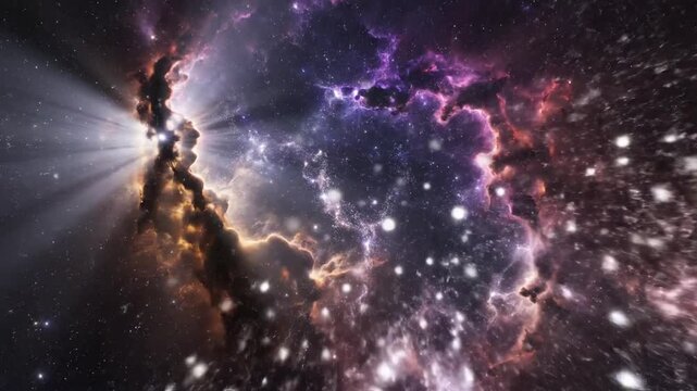 Cosmic Nebula Bloom: Radiant Starburst Illuminates Vibrant Galactic Clouds and Distant Stars