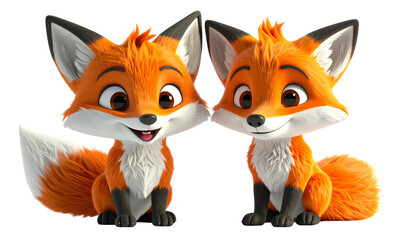 Fototapeta premium Happy smiling fox character isolated on transparent background PNG
