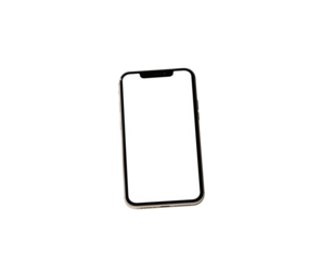 Isolated modern smartphone mock-up with blank white screen template floating on a neutral gray background for UI/UX desi