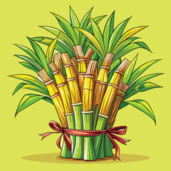 Vibrant Illustration of a Bundle of Sugar Cane vibrant illustration