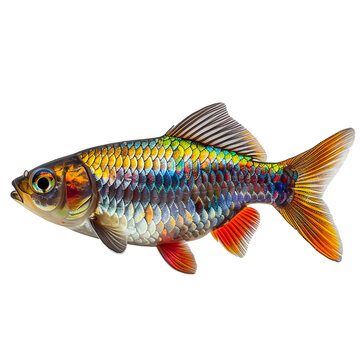 Shimmering rainbowfish glowing iridescent scales high resolution PNG photo