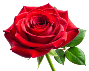 AI-generated close-up of a beautiful red rose in bloom, soft gradients and glossy pet 