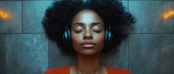 A girl with her eyes closed, wearing headphones, with a relaxed expression on her face.
Perfect for articles about meditation, relaxation, music, psychological comfort, and stress relief techniques.