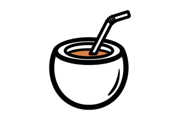 Tropical Coconut Drink Vector Illustration