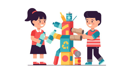 Kids Enjoy Recycling Waste Materials in Order to Preserve Earth for Future Generations