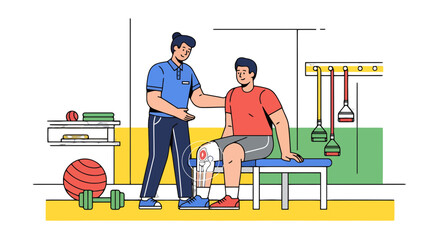 Knee Rehabilitation Session Showing Physical Therapist Assisting Patient In Recovery