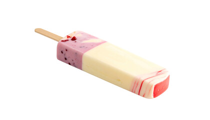 Rectangular popsicle with berry, white, red layers