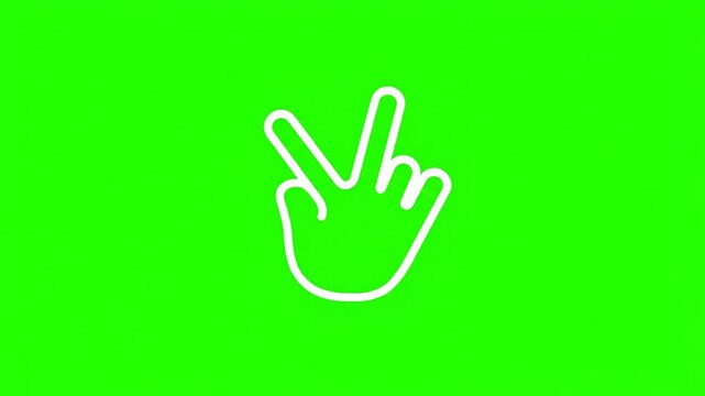 Hand cursor icon with motion lines on green screen background