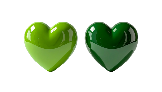  Green heart symbol isolated on transparent background - Powered by Adobe