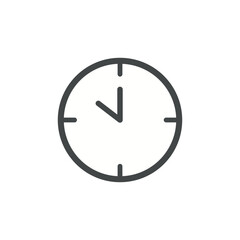 Minimalist Outline Clock Icon Showing Time, Ideal for Scheduling, Time Management Concepts, Deadline Reminders, and Simple Interface Design.