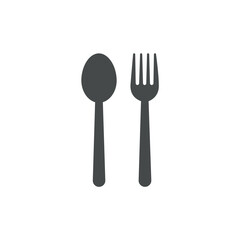Simple Spoon and Fork Icon Silhouette, Ideal for Restaurant Menus, Dining Concepts, Cutlery Symbols, and Food Service Graphics.