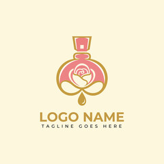 Elegant perfume logo featuring a rose design, perfect for luxury brands, beauty products, and cosmetic companies looking for sophisticated branding