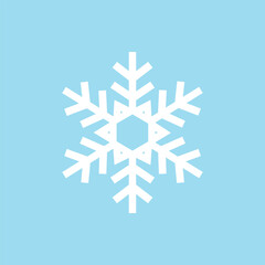 Detailed White Snowflake Icon in Minimalist Flat Design, Perfect for Winter Holiday Backgrounds, Cold Weather Themes, and Seasonal Graphic Elements.