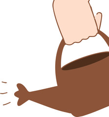 hand holding bucket for gardening cartoon