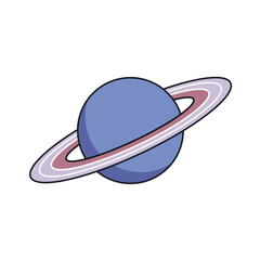 Cartoon Style Planet Saturn Illustration with Rings, Ideal for Space Exploration, Science Education, Cosmic Graphics, and Astronomy Concepts.