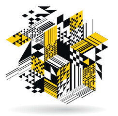 Abstract vector art with 3D isometric cubes geometric background, op art blocks with different forms isolated, polygonal graphic design, cubical theme.